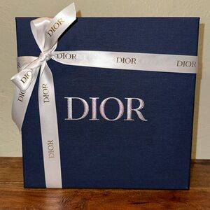 Dior Blue Gift Box with Tissue and Ribbon
